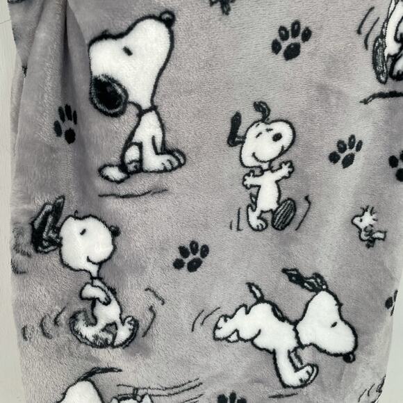 Peanuts Snoopy and Woodstock Throw Blanket Gray 50x70 - Picture 5 of 9